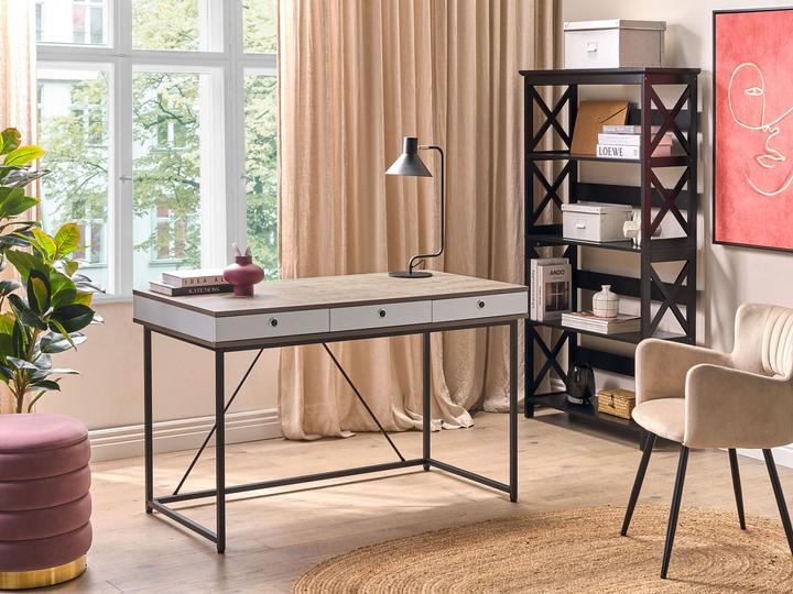 Image du produit Beliani Ensemble de meubles de bureau Tabac clair / noir FOSTER/HINTON (80 x 30 x 152 cm)