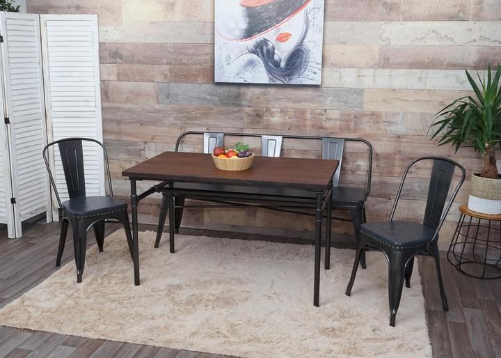 Produktbild Swisshandel24 3er Sitzbank, Garderobenbank Esszimmerbank, Kunstleder Chesterfield Industrial Gastronomie schwarz-g (153 cm)