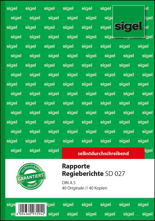 Produktbild Sigel RAPPORT/REGIEBERICHT,A5,2X40BL (80 x)