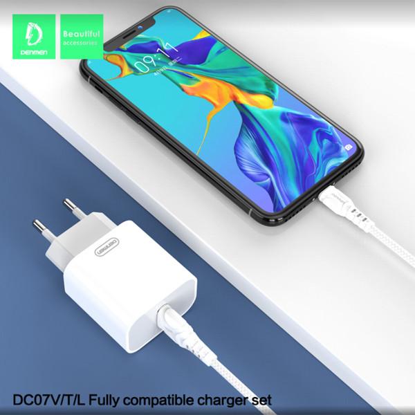 Actual product image Denmen 3.6 A 18 W WHITE AC CHARGER + IPHONE 3600 mA FAST CHARGING CABLE DC07L