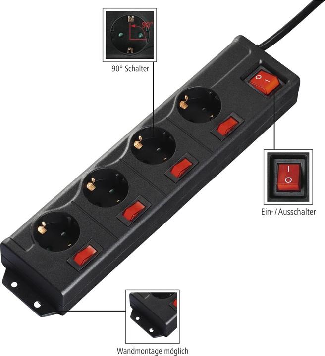 Actual product image Hama Power strip (4x, CEE 7/3, 1.40 m)