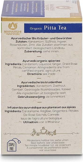 Nährwerte und Zutaten Maharishi Ayurveda Pitta Gewürztee Tees (22.50 g)
