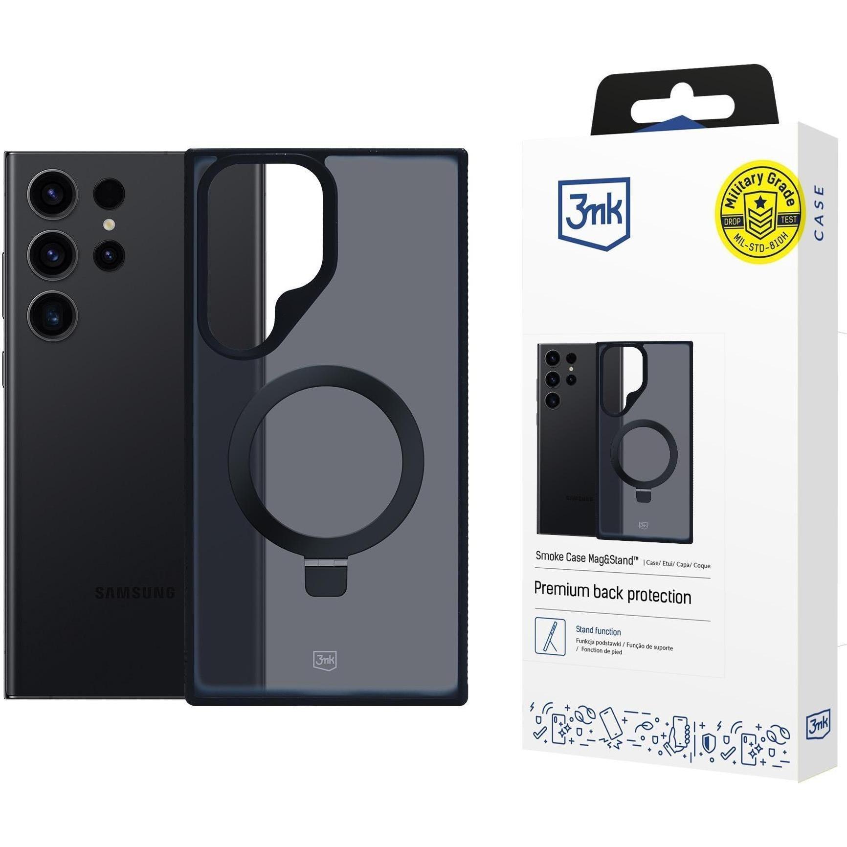 3Mk Nero Custodia Smoke Mag&Stand Per Samsung Galaxy S25 - (Samsung Galaxy S25), Cover Smartphone,