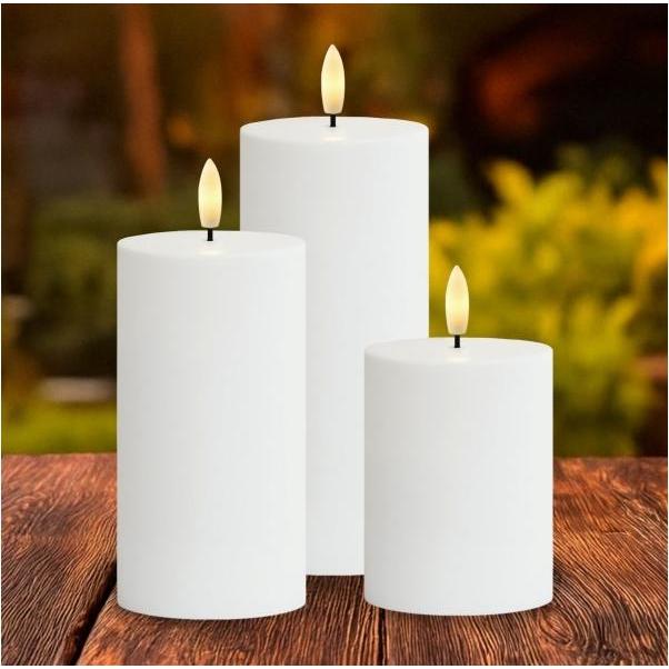 Sirius, Candela a LED, Sille Solar 3 szt. zestaw, Ø7,5xH10/15/20cm, biały (3x)