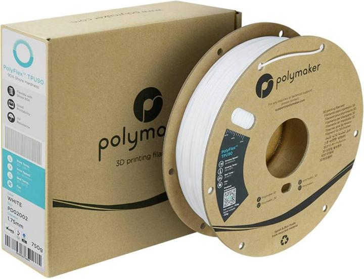 Produktbild Polymaker PolyFlex TPU90 - White - 1.75mm (TPU, 1.75 mm, 750 g)