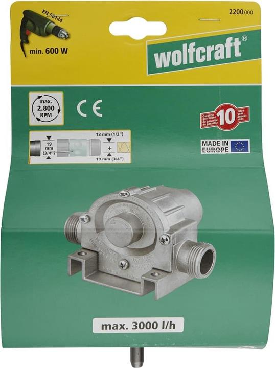 Immagine prodotto wolfcraft 1 pompa corpo metallico 3000 l/h S=8mm