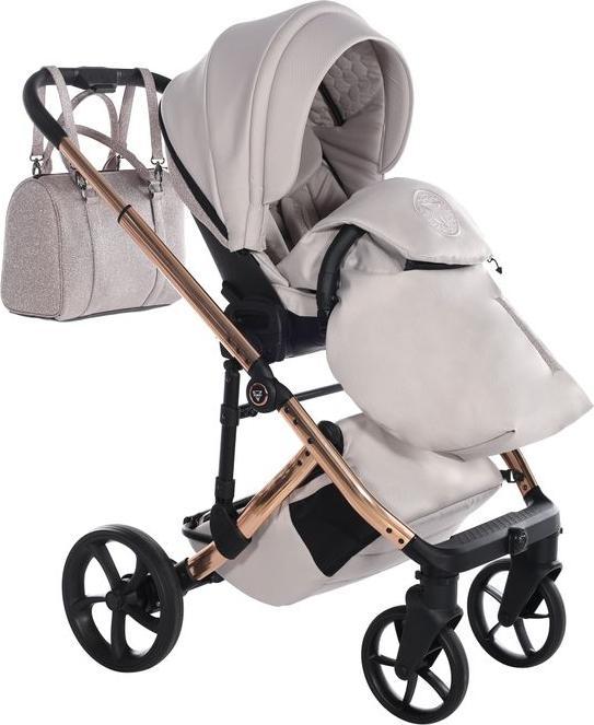 Junama Kinderwagen Glitter V3, 2in1, Farbe 01 Beige / Rosegold