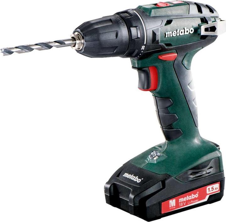 Productafbeelding Metabo BS 18 accuboormachine 18 V 48 Nm ( 602207550 ) + 2x accu 1,5 Ah + lader + koffer
