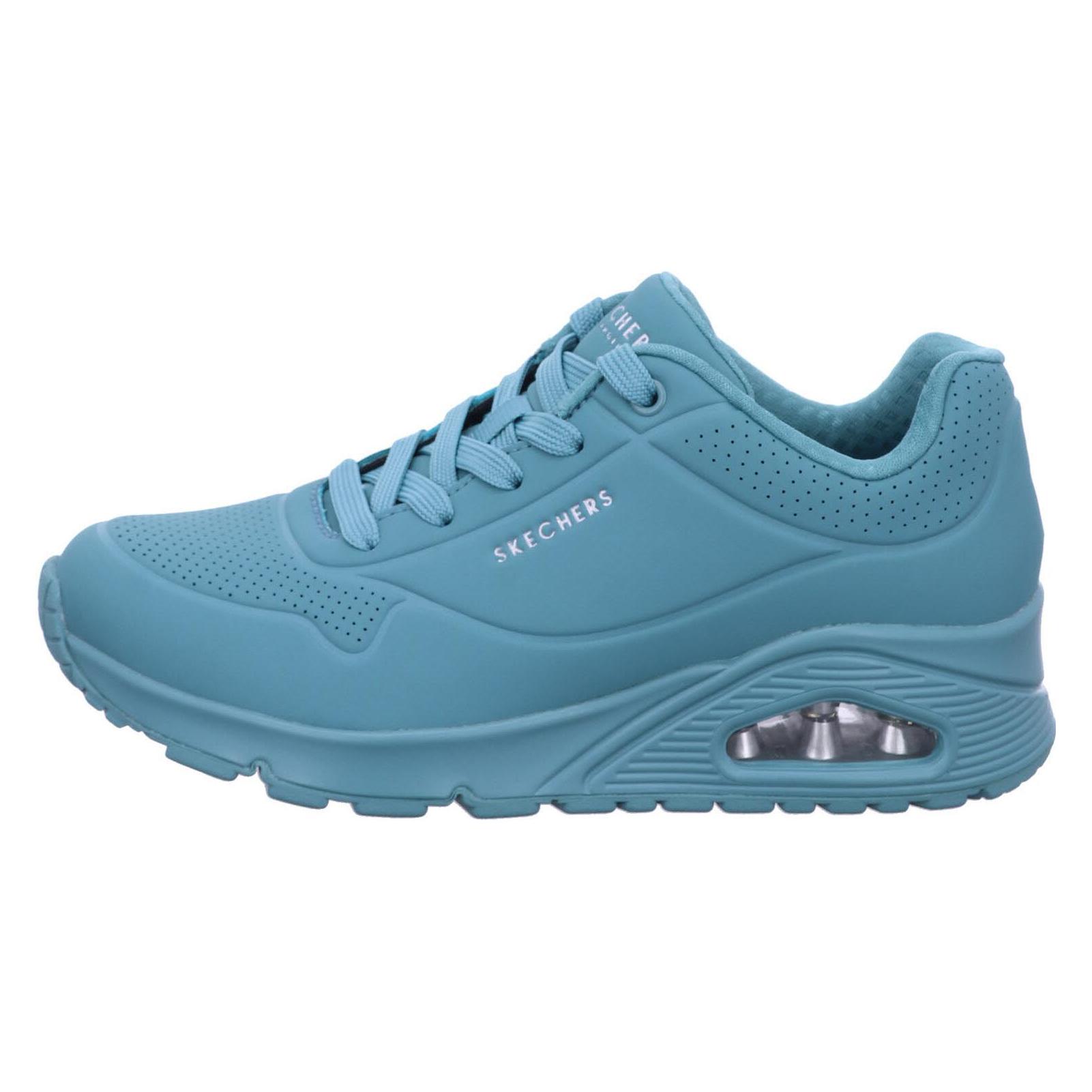Skechers, Vrouwen, Sneakers, Hittcher Dames Veterschoenen Sportieve Rubberen Zool Blauw, Groen, (36)