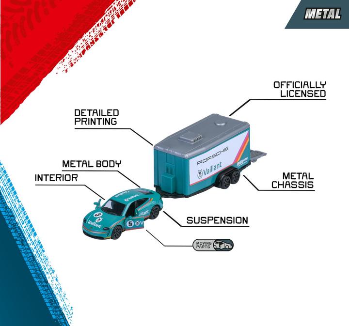 Produktbild Majorette Racing Deluxe Trailer, 4-sort.