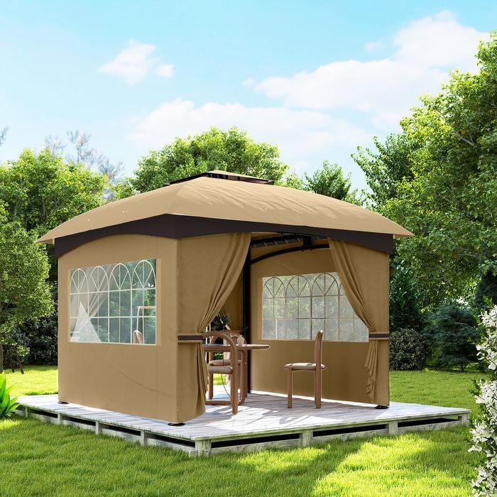 Produktbild Swisshandel24 Pavillon ca. 3,4x3,4 m wasserabweisend, verzinkter Metallrahmen, Beige (335 cm, 335 cm)