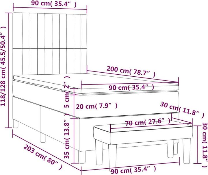 Produktbild vidaXL Boxspringbett (90 x 200 cm)