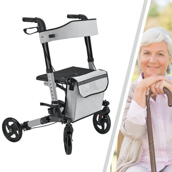 Immagine prodotto Juskys Rollator Vital pieghevole con sedile e borsa per la spesa