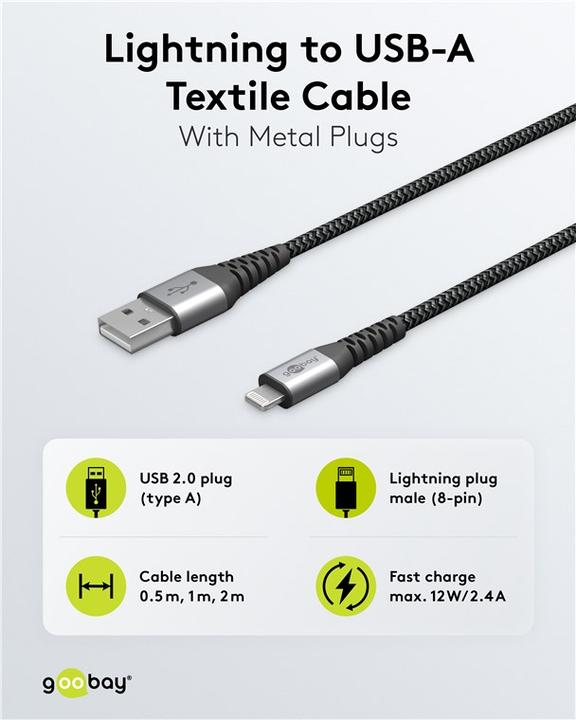 Actual product image Goobay USB A – Lightning (0.50 m, USB 2.0, 12 W)
