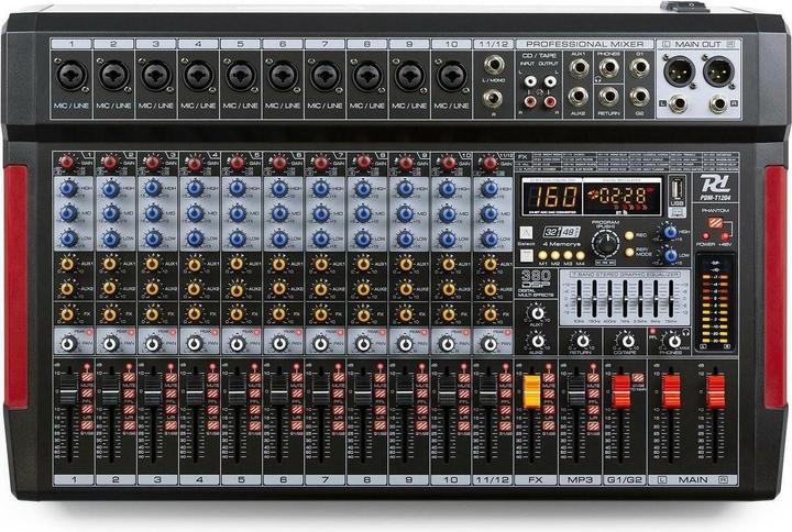 Power Dynamics PDM-T1204 - 12-kanaals mengpaneel Bluetooth, DSP, mp3 en USB audio interface (Studio- und Livemixer)