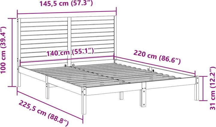 Image du produit vidaXL Bettrahmen (140 x 220 cm)