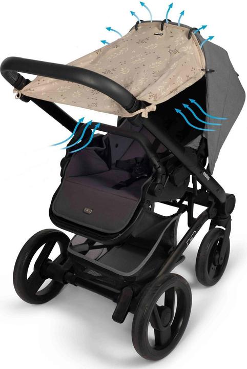 Produktbild Dooky Sonnen- & Windschutz für den Kinderwagen, Leaves Grey
