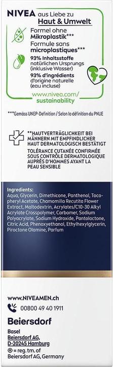 Valori nutrizionali e ingredienti NIVEA MEN Sensitive Bart & Gesicht Pflege-Gel (50 ml)