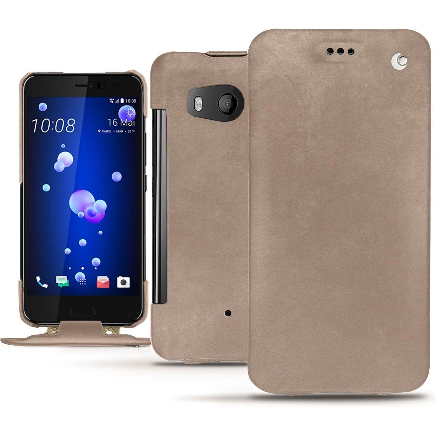 Noreve Lederschutzhülle vertikal (HTC U11), Smartphone Hülle, Beige