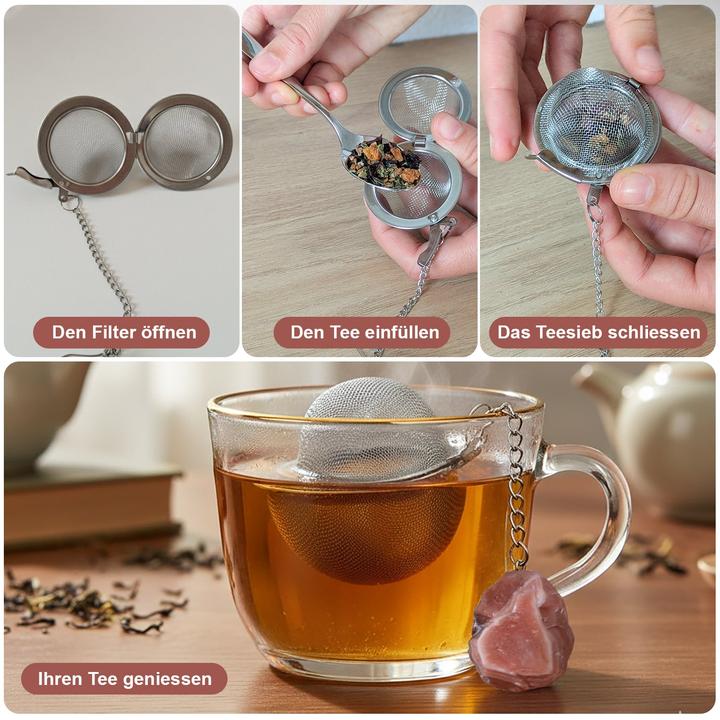 Actual product image Gewürzladen Näfels Teesieb mit rotem Achat-Anhänger, Teeei, Teekugel, Gewürzsieb