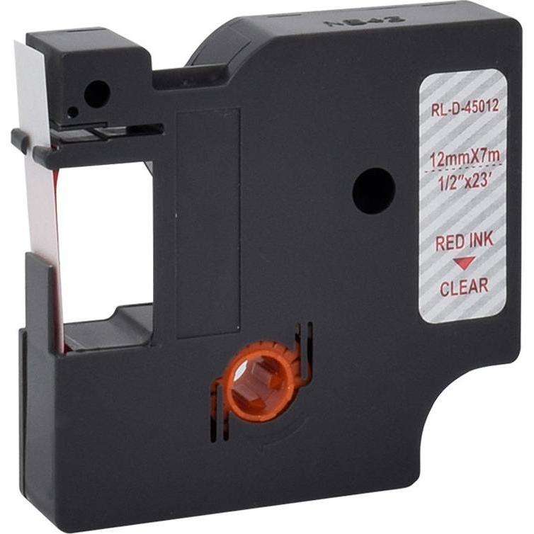G&G, Nastro di marcatura, Kompatibel mit Dymo D1/ 45012/ S0720520 Schriftband (12mm x 7m) Rot auf Transpar (1.20 cm, Rosso, Trasparente)