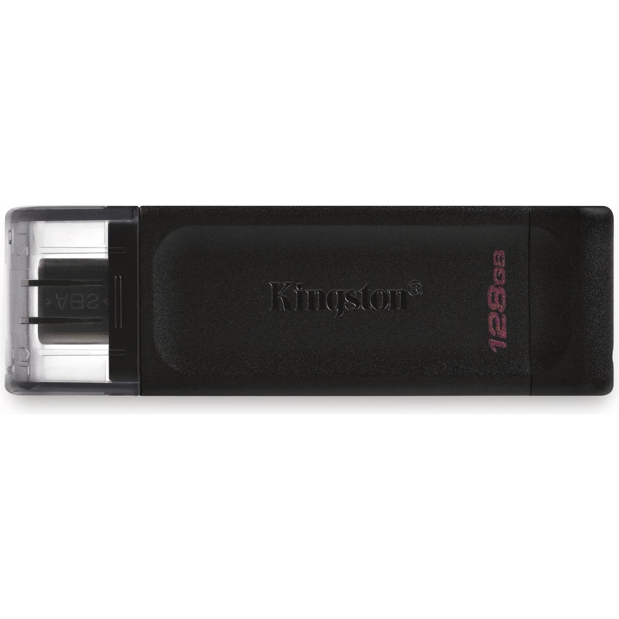 Kingston DataTraveler 70 (128 GB, USB 3.2, USB-C), USB Stick, Schwarz