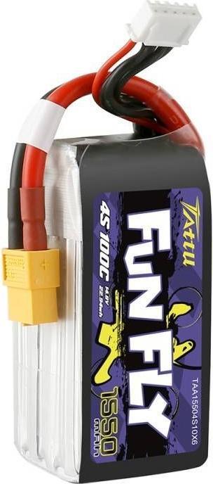 Actual product image Tattu RC Battery LiPo 1550 mAh 14.8 V 100C Funfly (14.80 V, 1550 mAh)