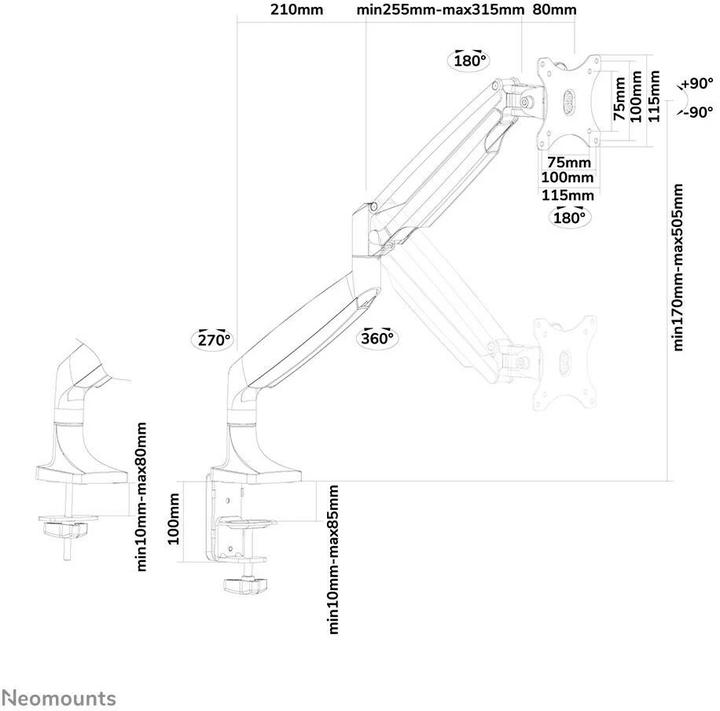 Image du produit Neomounts NM-D750BLACK (Tables, 32", 9 kg)