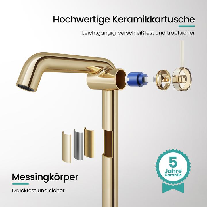 Produktbild Emke Wasserhahn Bad Messing Keramikkartusche Luftsprudler Waschtischarmatur Mischbatterie einfache Instal