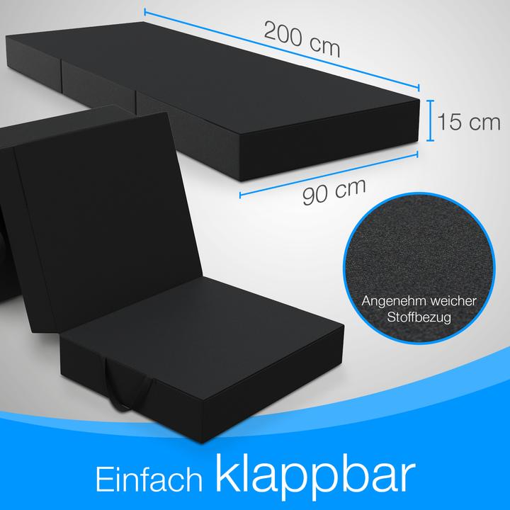 Actual product image Bestschlaf Klappmatratze, 3-teilige Faltmatratze, Reisebett, Gästematratze (90 x 200 cm, Foam core)