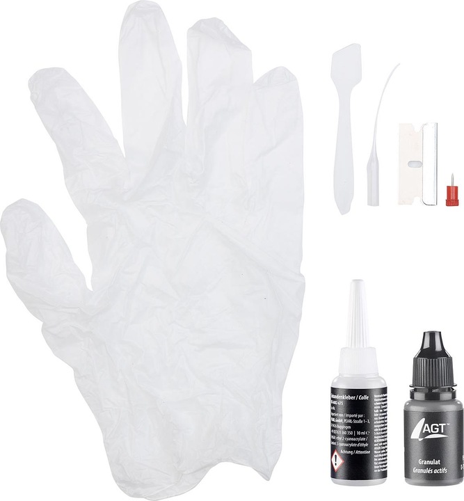 Produktbild AGT Reparatur-Set aus Sekundenkleber und schwarzem Granulat (86 g, 10 ml)