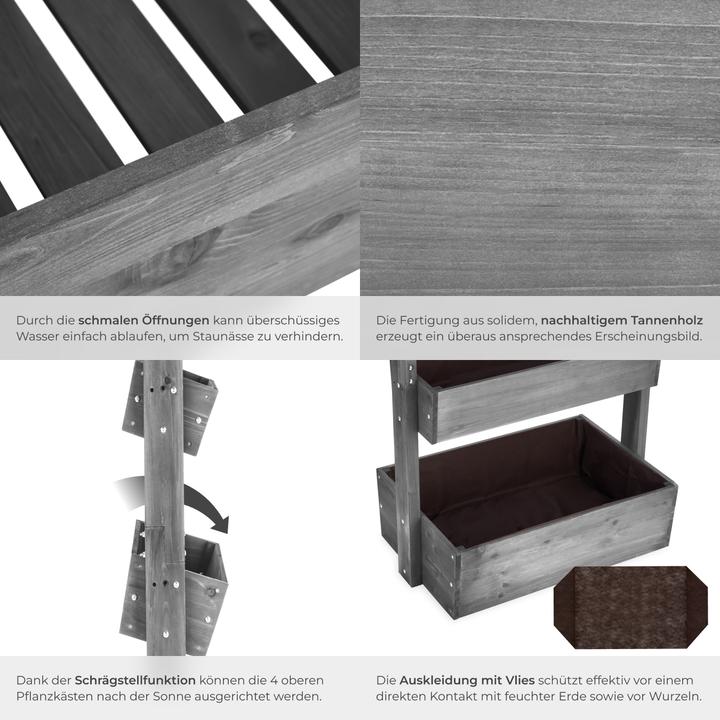 Immagine prodotto tectake Aiuola verticale Flora, legno verniciato, incluso tessuto non tessuto per piante