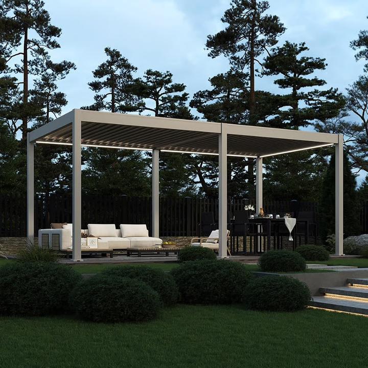 Immagine prodotto Weide elektrische Pergola 3x6m Ivory Sand mit LED (600 cm, 300 cm)