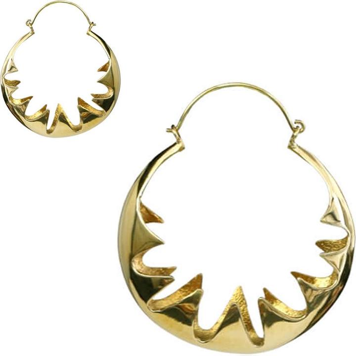 Image du produit Star Piercing Ohrring vergoldet gezacktes Blumenmuster (Laiton)