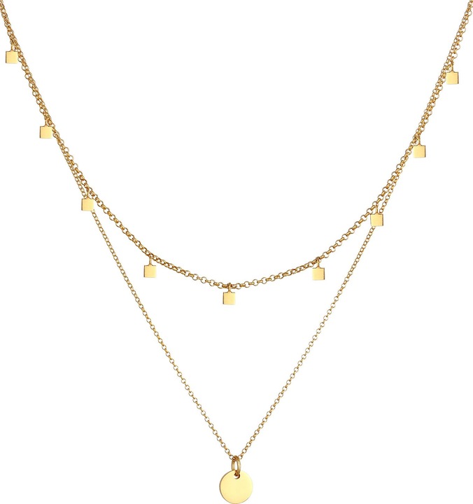 Elli 2er Set Choker Layer-Look Plättchen (Sterling Silber, 40 cm)