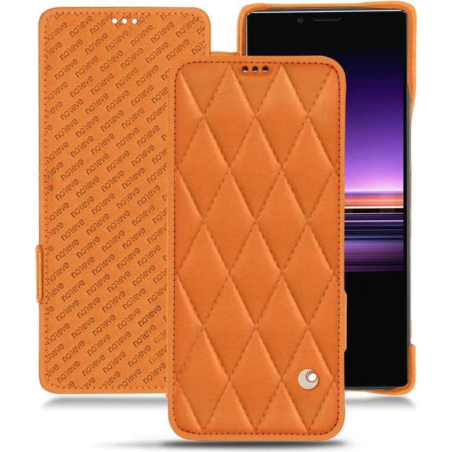 Noreve Lederschutzhülle horizontal (Sony Xperia 1), Smartphone Hülle, Orange