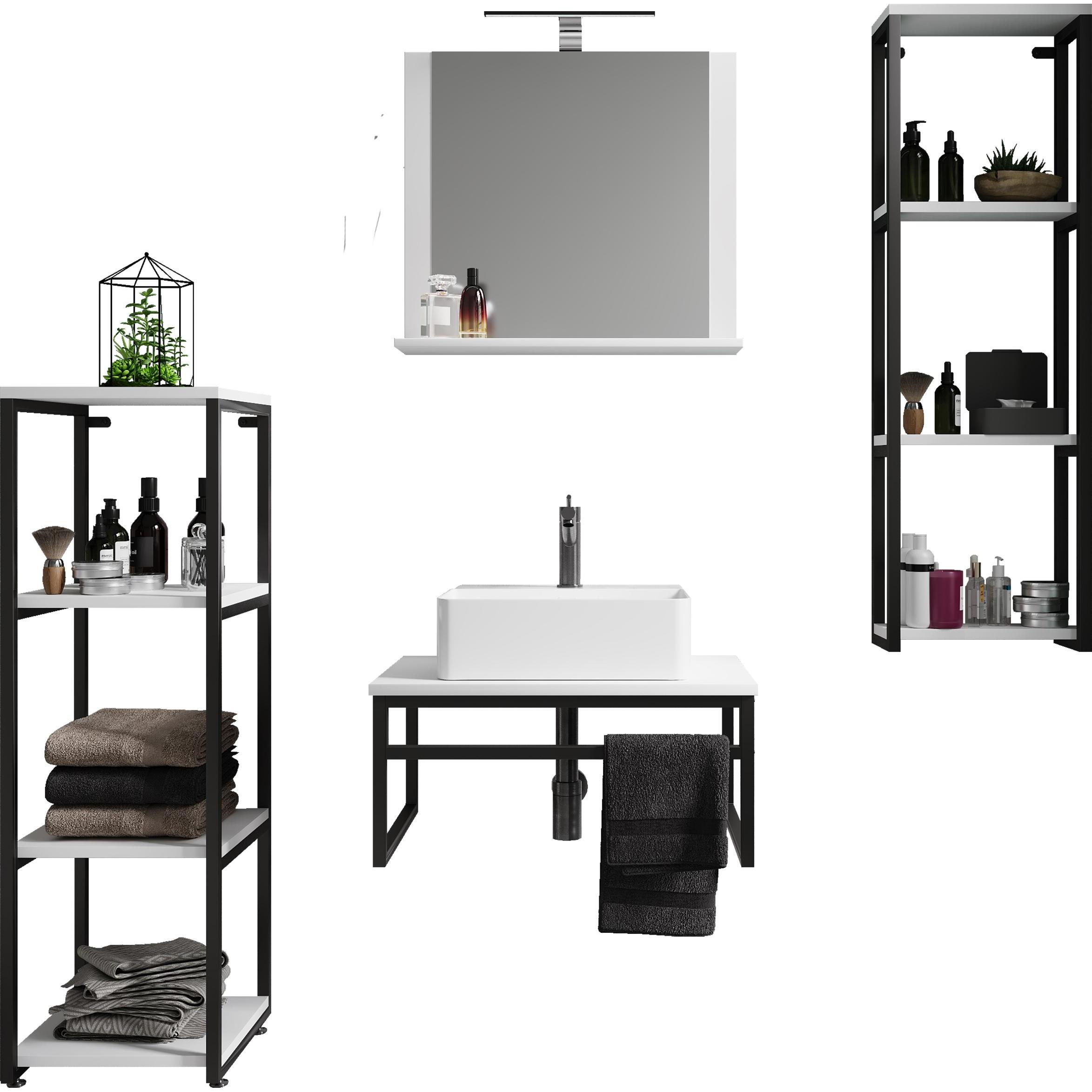 Thumbnail - VCM, Badmöbelset, 5-tlg. Waschplatz Waschbecken Bitila 60 V2