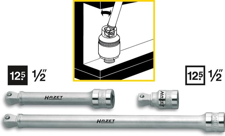 Produktbild HAZET Verlängerung ∙ schwenkbar 919-5 ∙ Vierkant12,5 mm (1/2 Zoll) ∙ Vierkant 12,5 mm (1/2 Zoll) (1/2")