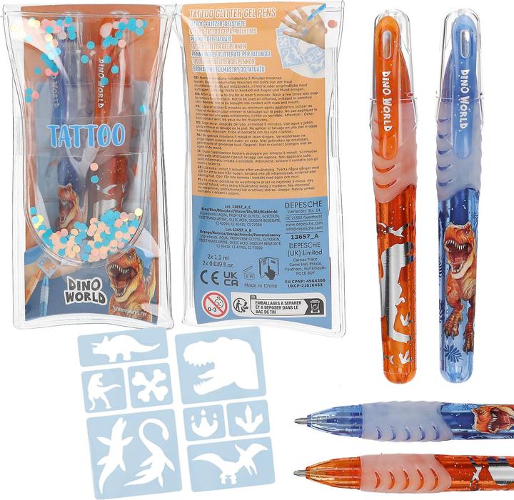Produktbild Depesche Dino World Tattoo Glitzer-Gelstifte
