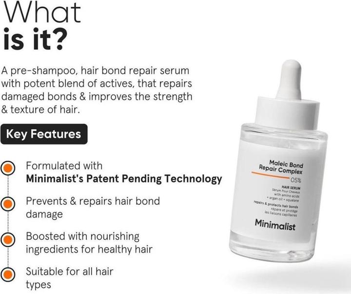 Nährwerte und Zutaten Minimalist Maleic Bond Repair Complex 5% Hair Serum (50 ml)