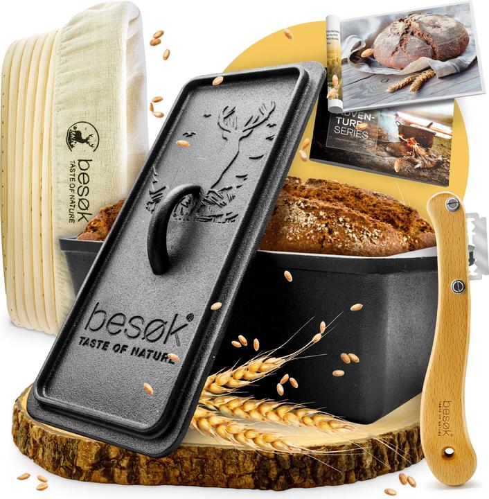 Produktbild Besok Gusseisen-Brotbackform mit Gärkorb & Teigmesser