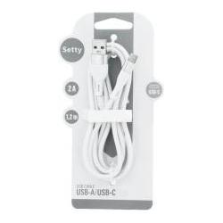 Thumbnail - Setty USB - USB-C Kabel 1,2 m 2A KSA-C-1.220 weiss (1.20 m, USB 3.2 Gen 1), USB Kabel
