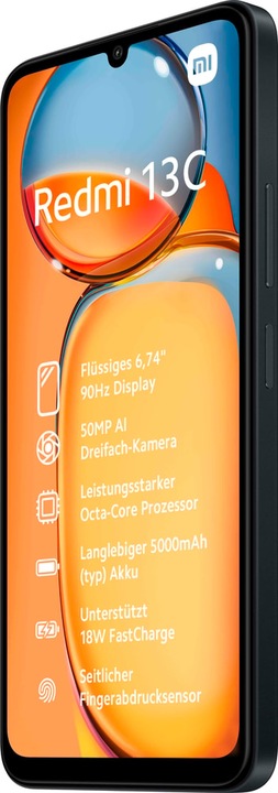 Actual product image Xiaomi Redmi 13C (256 GB, Midnight Black, 6.74", Dual SIM, 50 Mpx, 4G)