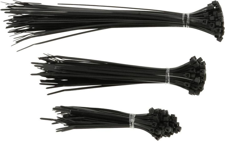 Produktbild Hama Kabelbinder-Set, 2,5 x 100/150/200 mm, Schwarz, 150 Stück (Kunststoffkabelbinder, 200 mm, 150 Stk.)