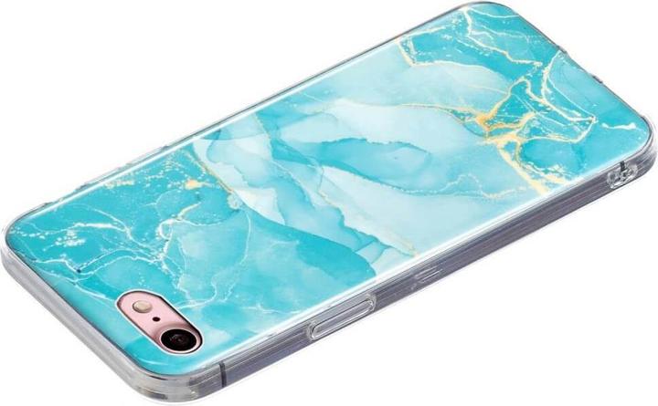 Actual product image Cover-Discount iPhone SE / 8 / 7 - Silicone Rubber Case Cyan Marble (Apple iPhone 7, Apple iPhone 8)