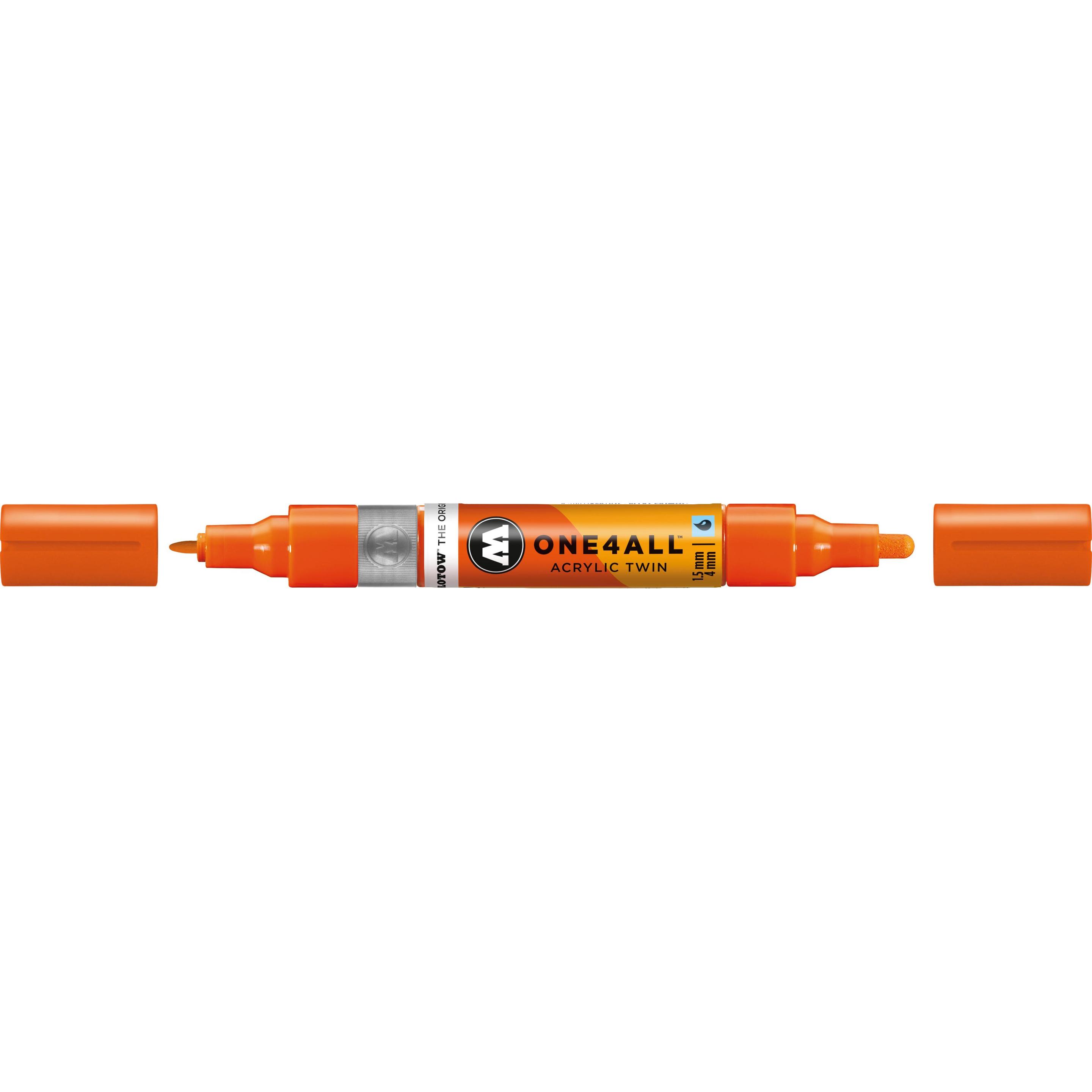 Thumbnail - Molotow, Marker, Marqueur pour Maquettes - One4All Twin - Acrylique Orange DARE - 1,5/4mm - -085 - 14 cm (Dare Orange, 4...