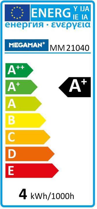 Label énergétique Megaman LED E27 chaude en forme de goutte (E27, 2.90 W, 250 lm, 1 x, F)