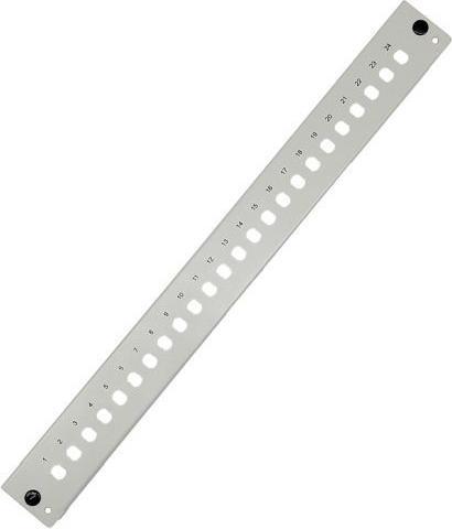 Tecline Frontblende für 19" Spleissbox 1 HE, 24x ST, FC Simplex, lichtgrau RAL 7035