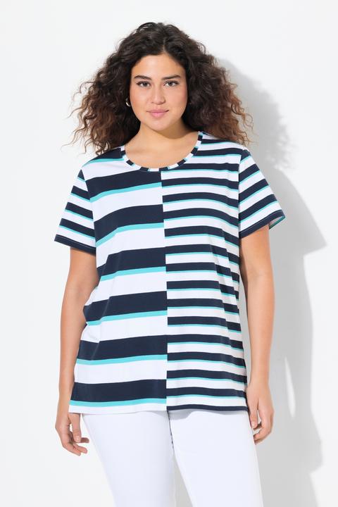 Produktbild Ulla Popken T-Shirt, Streifenmix, Relaxed, Rundhals, Halbarm (46, 48)