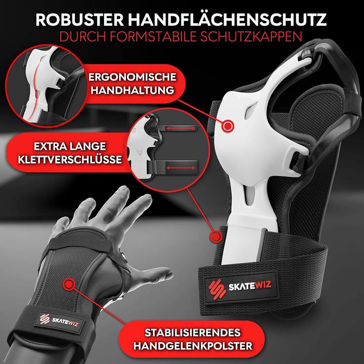 Image du produit Skatewiz Kit de protections pour skate (M, Protège-poignets, Genouillère, Coudes, 6 pièces)